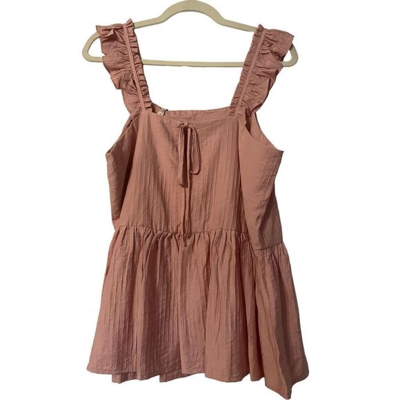 Cotton Bleu Pink Square Neck Ruffled Tank - Picture 3 of 7